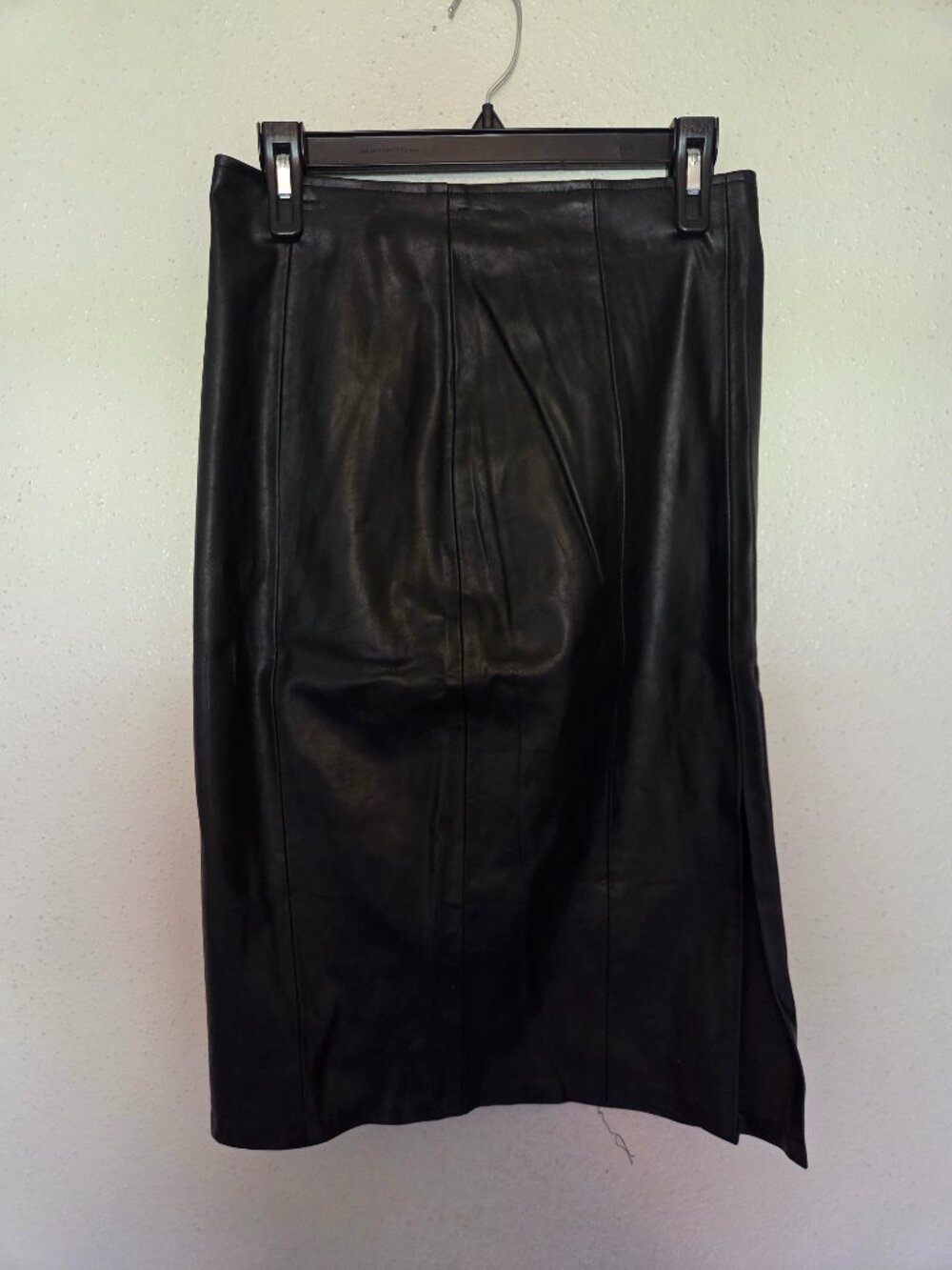 DO+BE Black Faux Leather Pencil Skirt Size M Midi Side Slit NWT